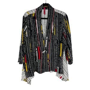 IC by Connie K Colorful Print Jacket Size XL Chopstick Button Art to Wear Blazer